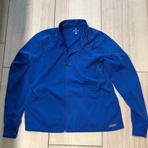Medcouture Blue Full-Zip Scrub Jacket